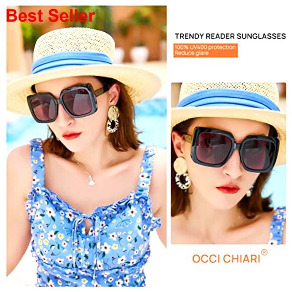 Oversized Square Reader Sunglasses with UV400 Protection and Blue Light Blocking main image 5